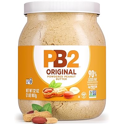 PB2 Powdered Peanut Butter Powder | 2LB Jar | Certified Gluten Free, Low-Carb, Keto Diet Friendly | Original Flavor with 6G of Protein, 90% Less Fat, 60 Calories Per Serving | Easy Mix for Healthy, Fit Diet
