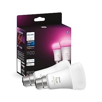Philips Hue White & Colour Ambiance Smart Bulb Twin Pack LED B22 Bayonet Cap (Pack of 2)