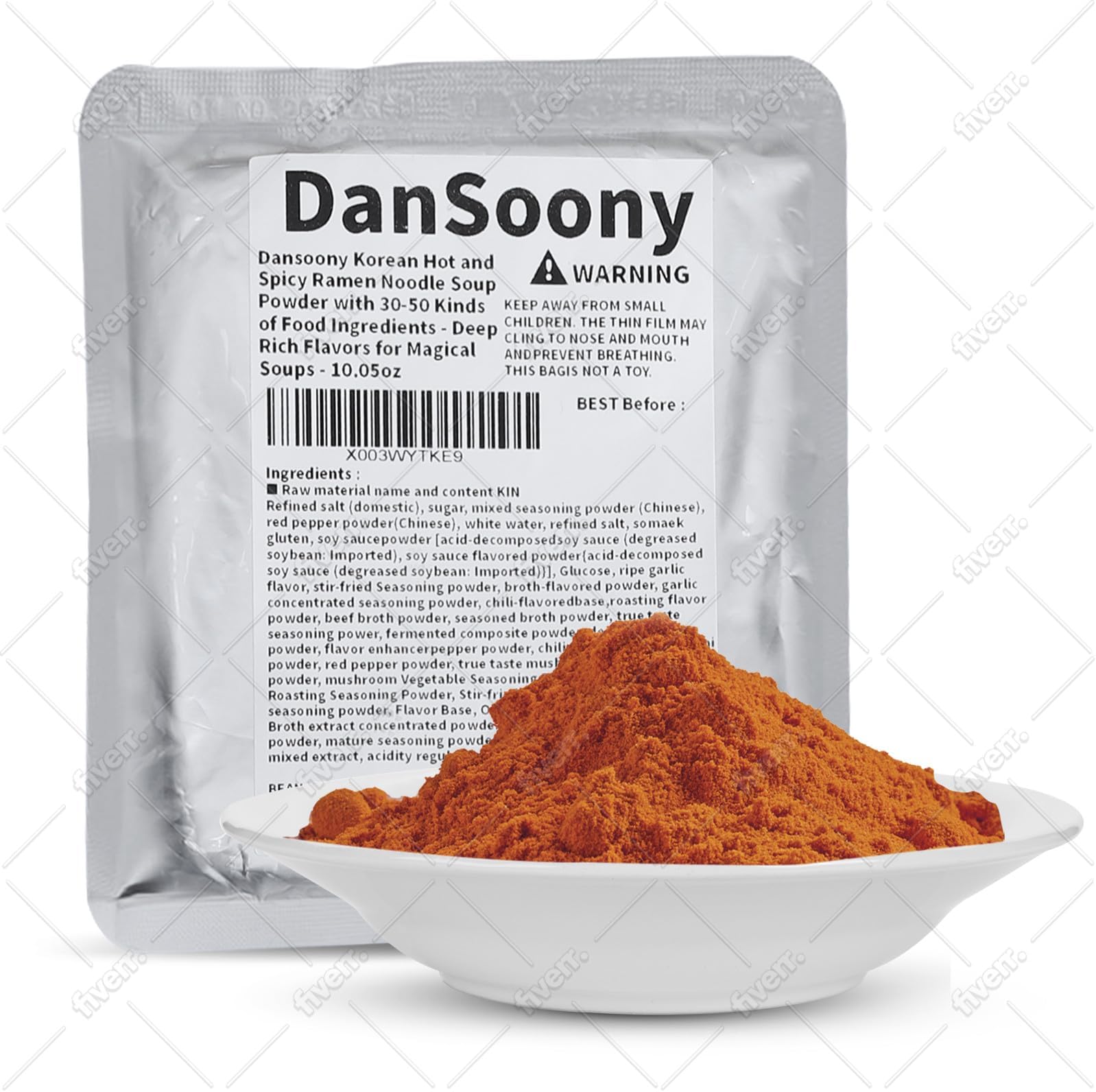 DanSoony Korean Hot and Spicy Ramen Noodle Soup Powder with 30-50 Kinds of Food Ingredients - Deep, Rich Flavors for Magical Soups