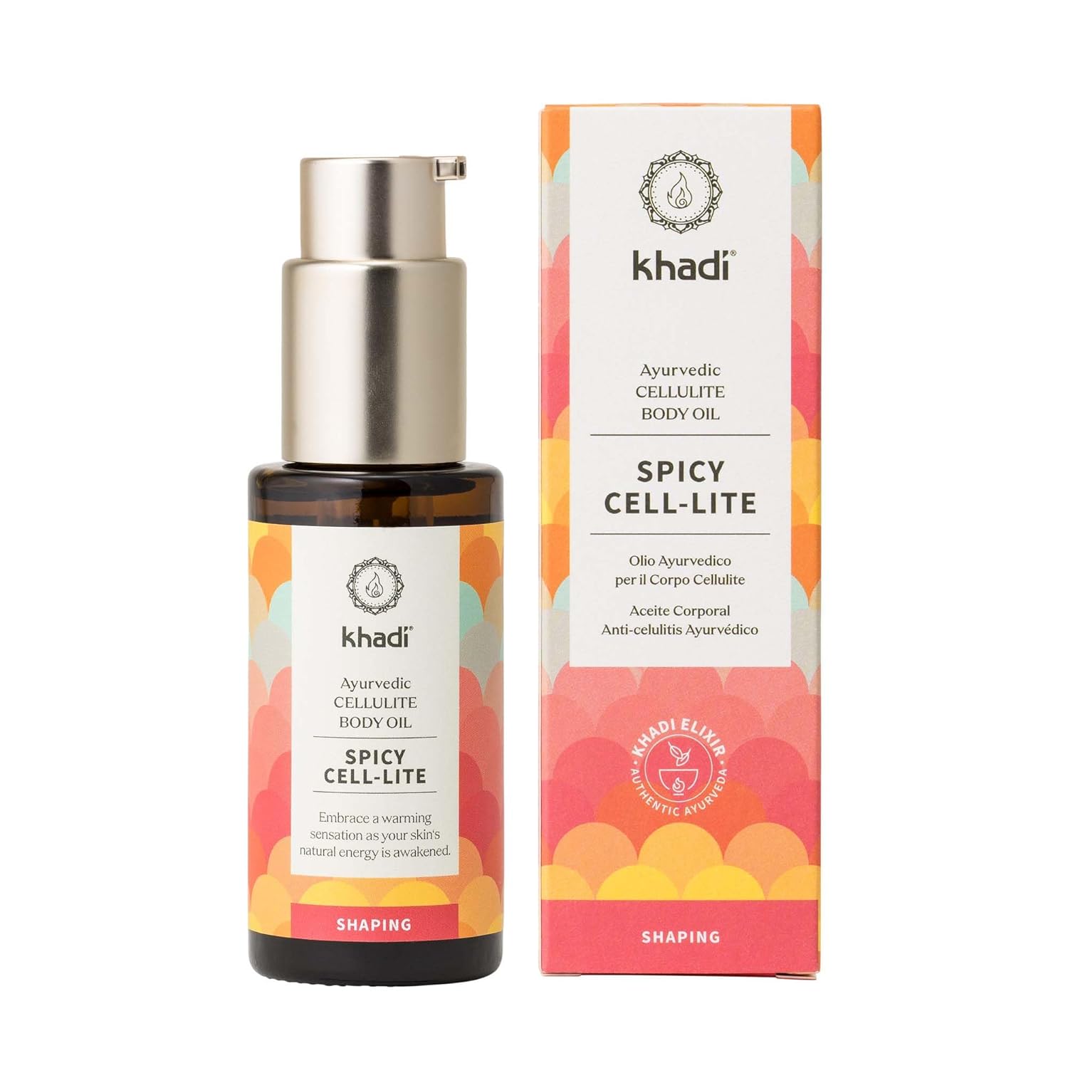 KHADI SPICY CELL-LITE Ayurvedic Elixir Skin & Soul Body Oil, 100% Natural, Herbal & Vegan, Reduces the appearance of Cellulite, Promotes Circulation & Metabolize Skin While Burning Toxins, 1.69 oz