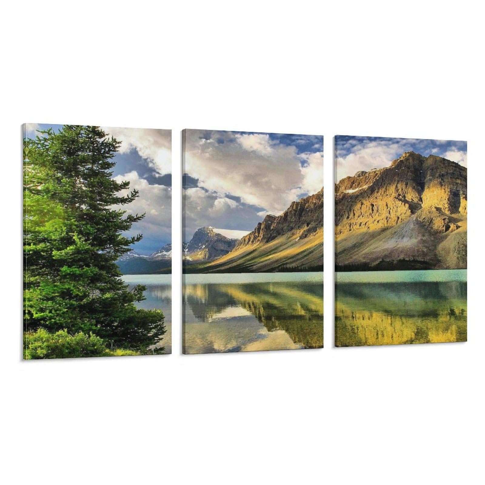 Mountain Landscape Canvas Framed Art Set 60x30 Inches 3