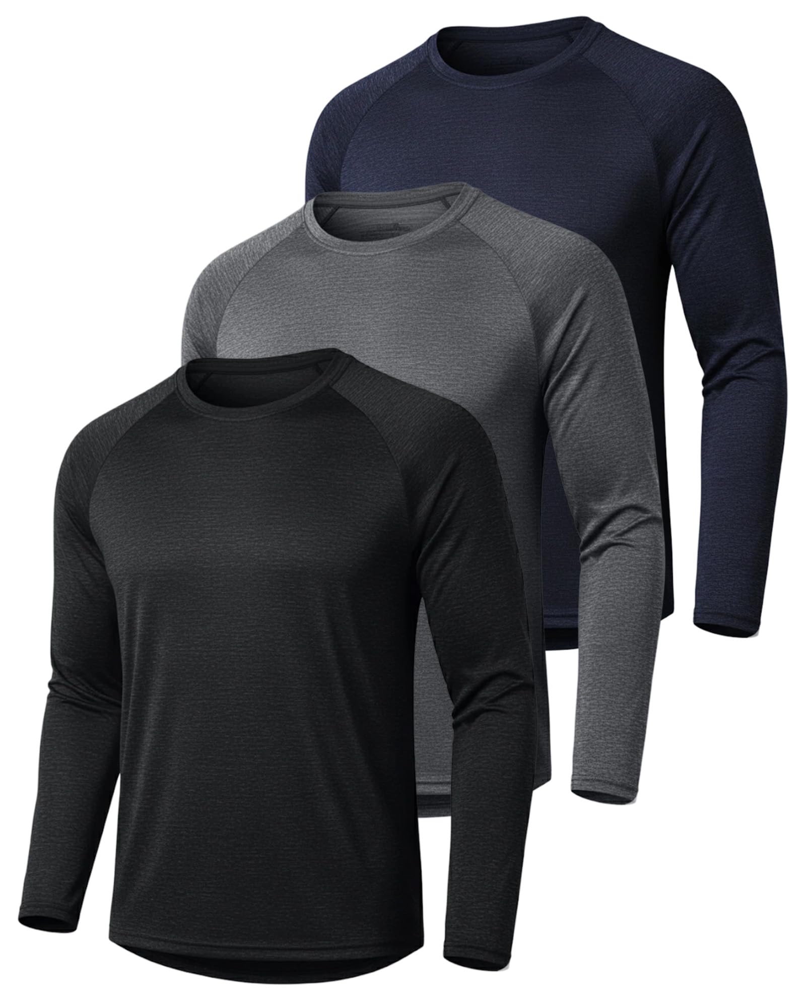 FlexVie Herenshirt met lange mouwen, 3-pack, functioneel sportshirt