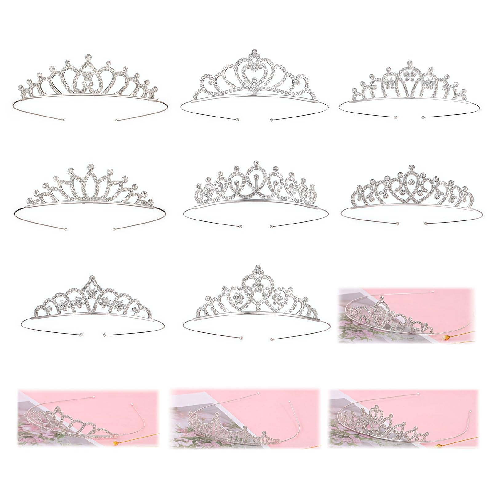 Krone, lot de 12 diadèmes tiara pour filles comme couronne de princesse, couronne anniversaire argenté