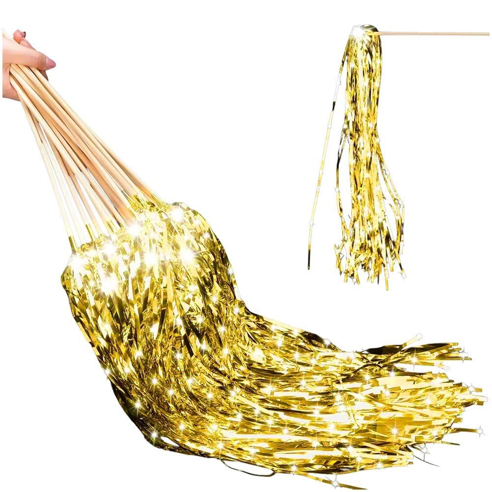 Lighted Wedding Wands 10pcs Dancer Wands Sticks Led Tinsel Wedding Wand Light Up Wedding Streamers Light Streamers for Wedding