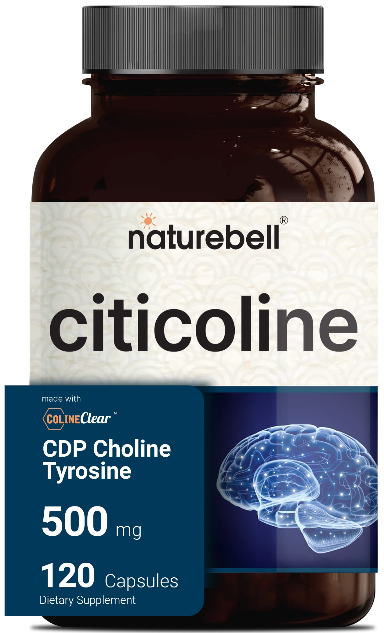 NatureBell Citicoline Supplements, CDP Choline, Citicoline 500mg Plus Tyrosine 50mg Per Serving, Opt