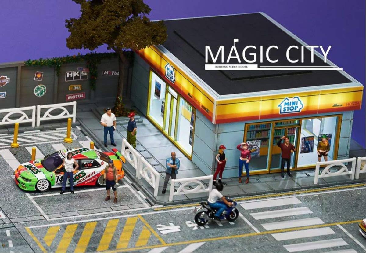 MAGIC CITY 駐車場ミニチュアセット Amazon | 1/64 magic city ジオラマ 高速道路 駐車場 ミニカー二