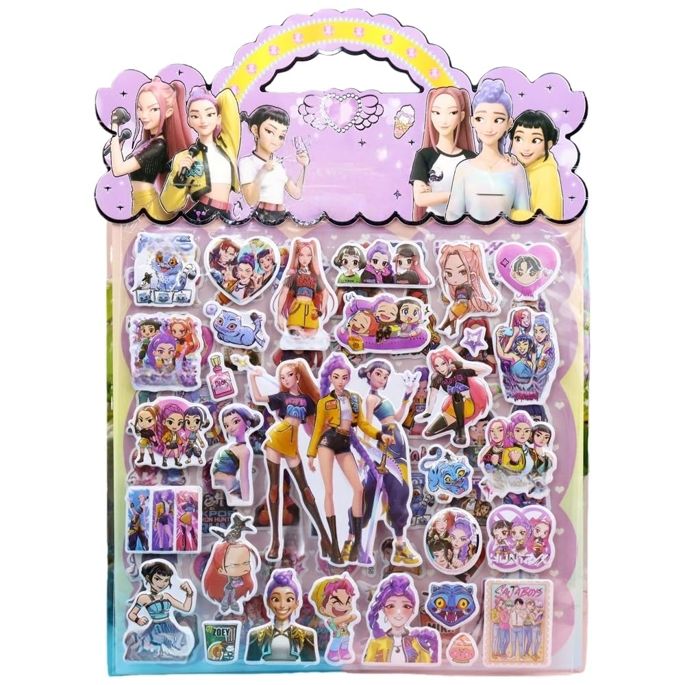 FEIFEI'S BOW Kids Cartoon Puffy Stickers,Girls Kpop Hunters, 3D Stickers Variety Pack, Party Favor for Kids, Waterproof Stickers Cute Capybara (Kpop（Random Colour）)