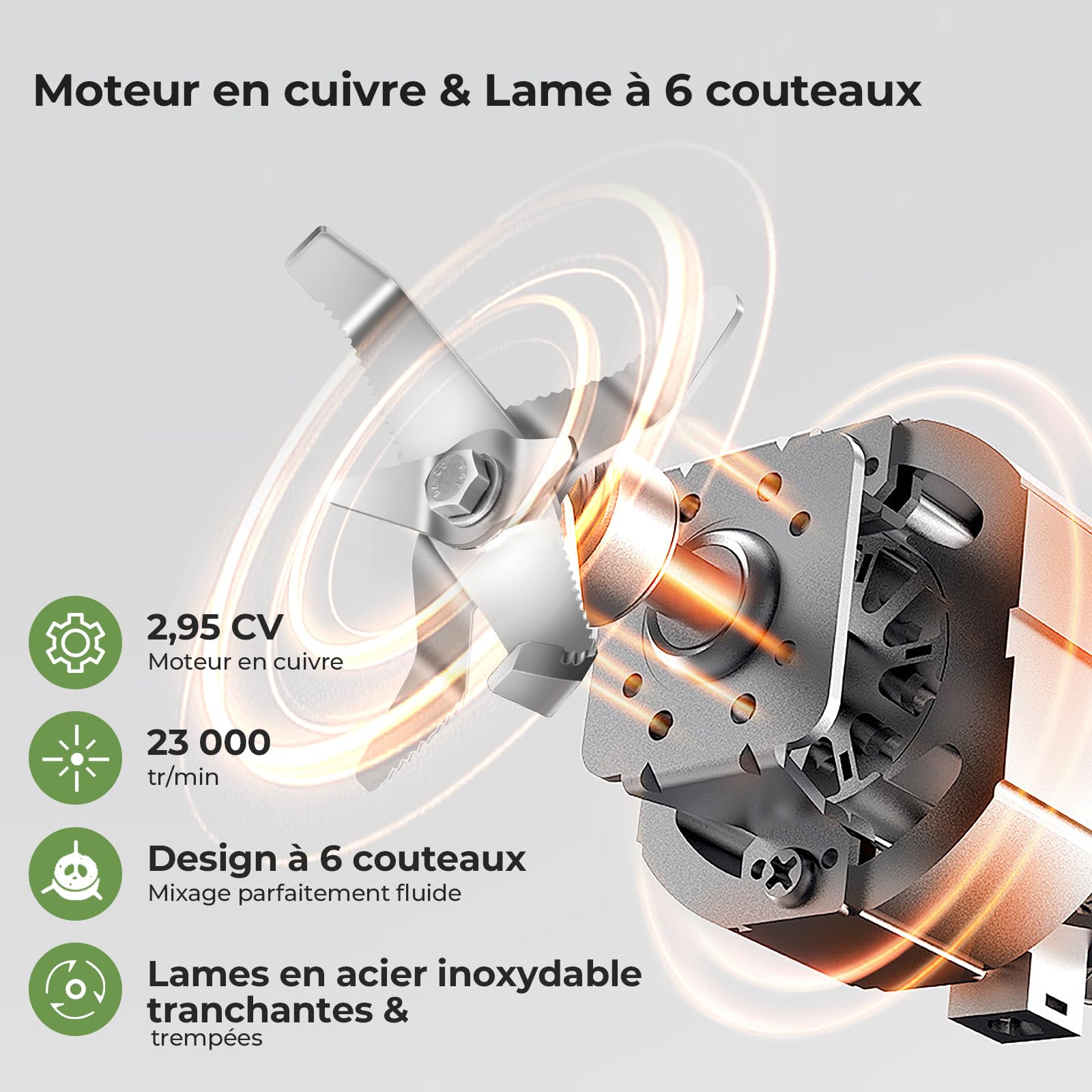 Blender Professionnel 2200 W, Mixeur Blender Silencieux avec Caisson Insonorisé, Bol 2 L, 9 Vitesses, Fonction Timer, Nettoyage Automatique, 5 Programmes pour Smoothies, Glace Pilée et Soupes