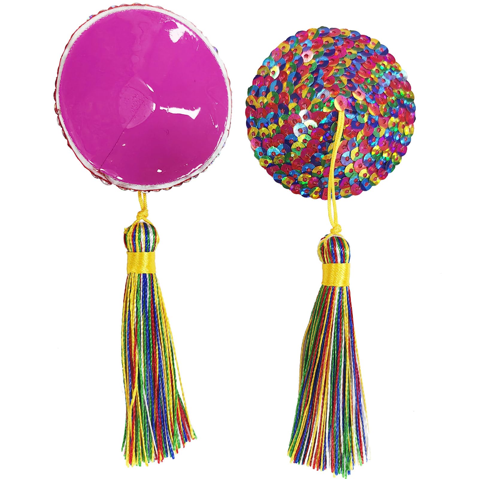 Maxtonser Glitter Colorful Sequins Nipple Cover Pasties Carnivals Raves Party Reusable Sticky Bras Tassels Chest Sticker for Women