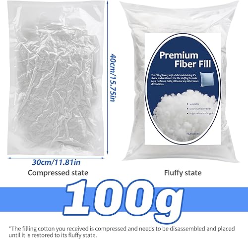 Miniatura 8 de Relleno de fibra de poliéster de 1.8 onzas, relleno de fibra de alta calidad, relleno de pelusa de alta resistencia para manualidades de animales de