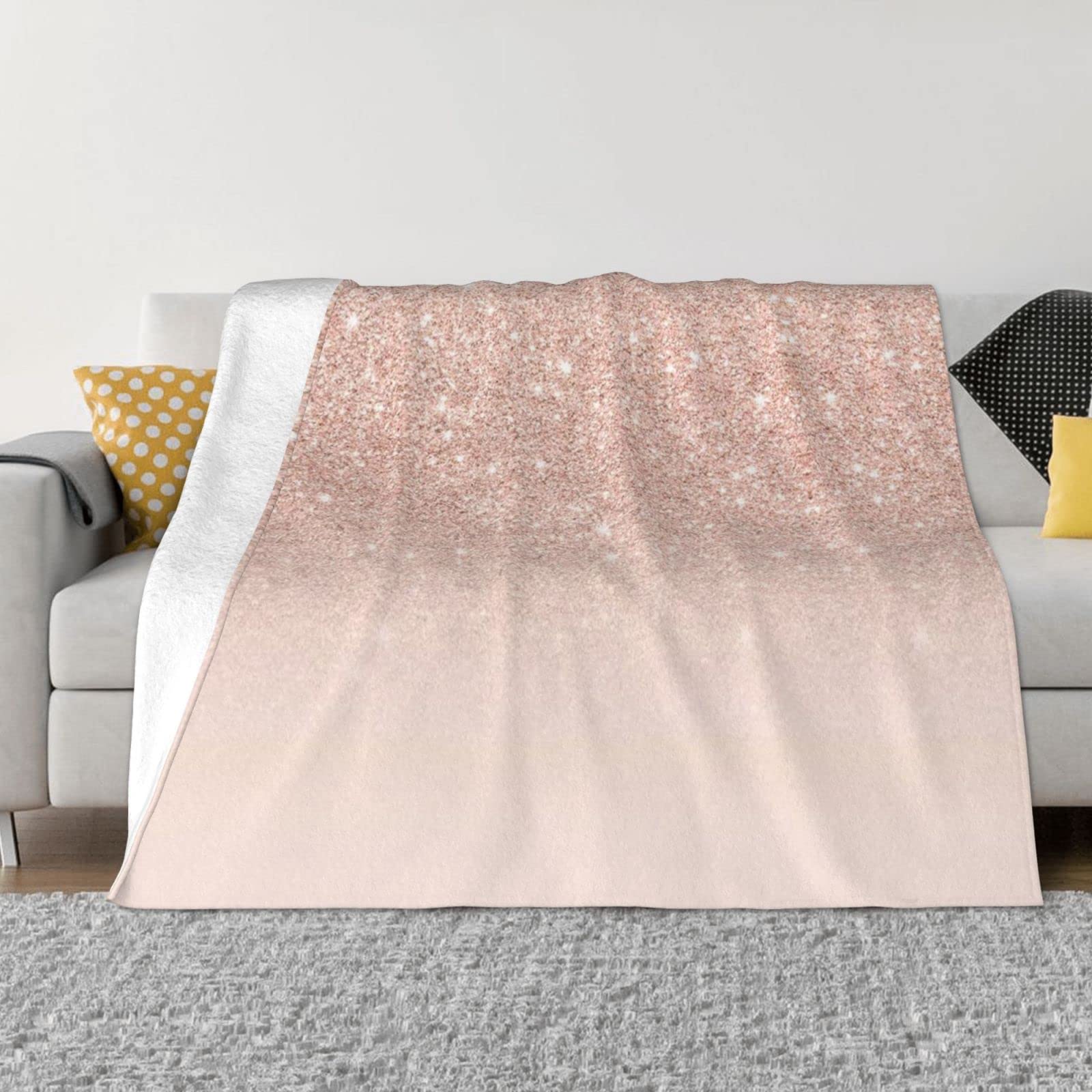 Couverture flanelle or rose en tissu doux haute densité quatre saisons