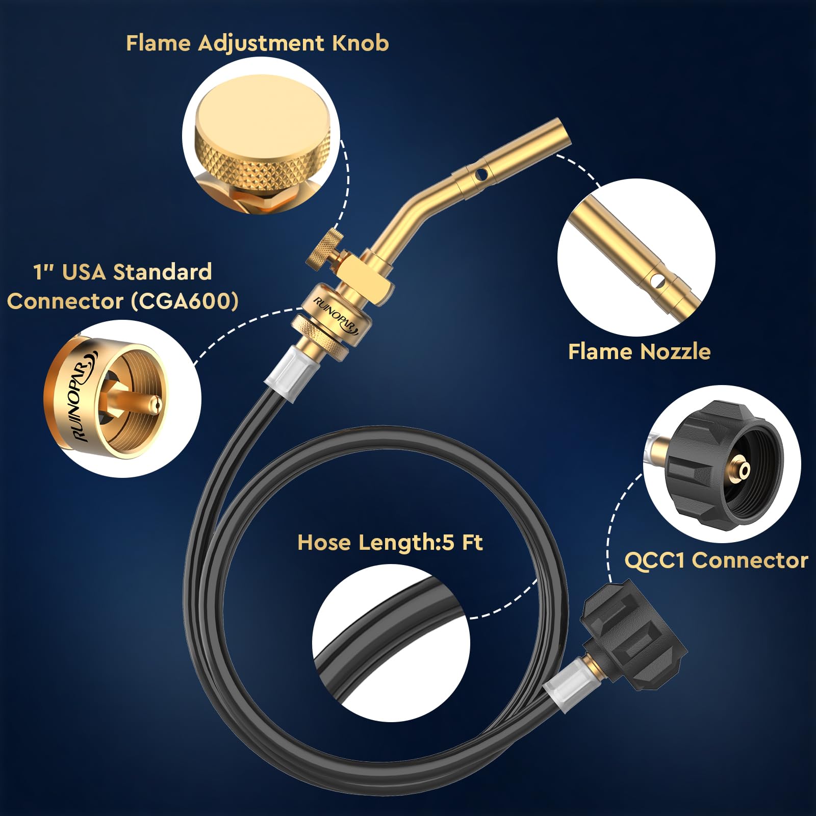 Propane Torch Head, Mapp Map Gas Torch Kit, Solid Brass Soldering