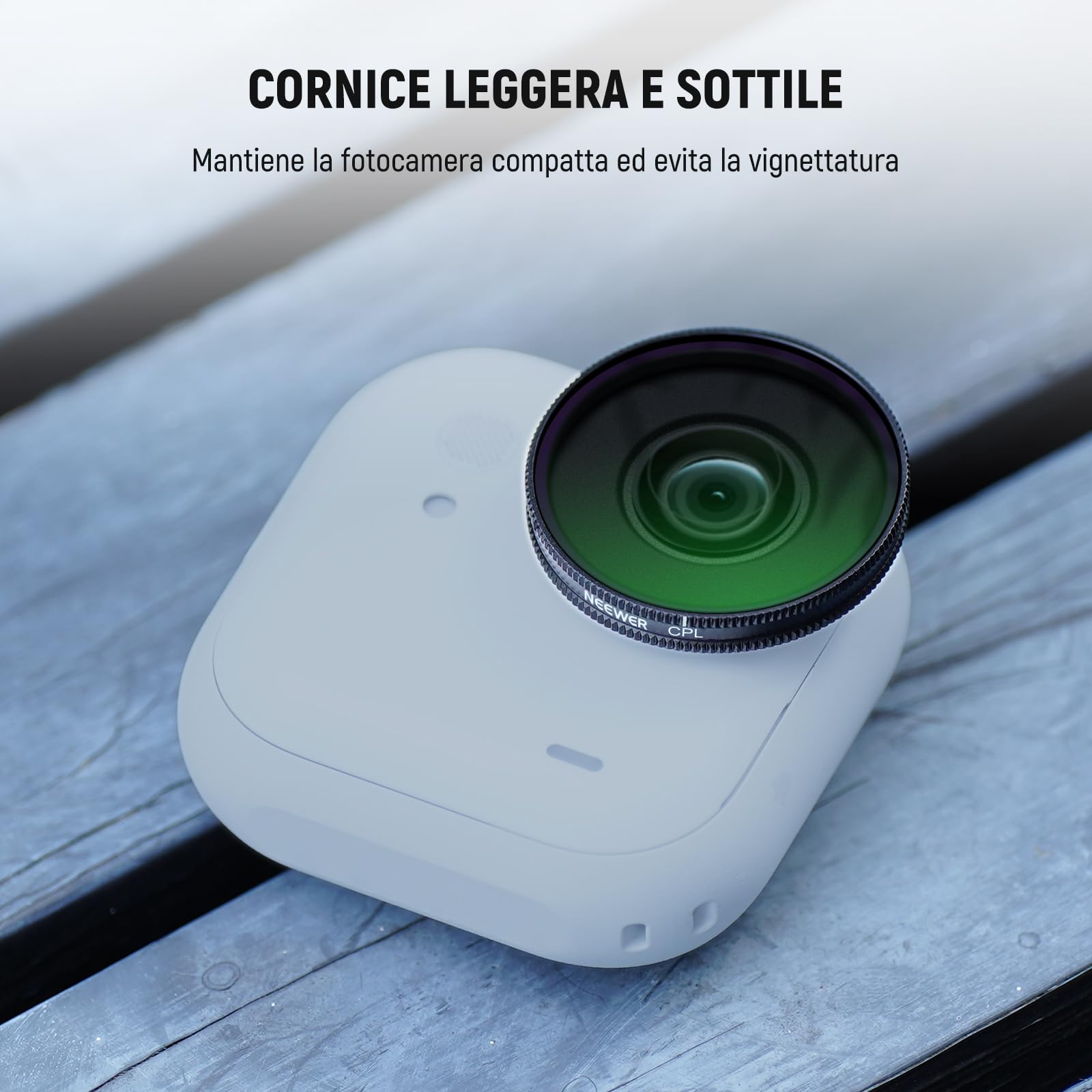 NEEWER Filtro CPL Compatibile con Insta360 GO Ultra, Filtri Polarizzatore Circolare Regolabile Avvitabile, Vetro Ottico HD Multistrato, Telaio Sottile, Accessori Action Camera, FL-C48