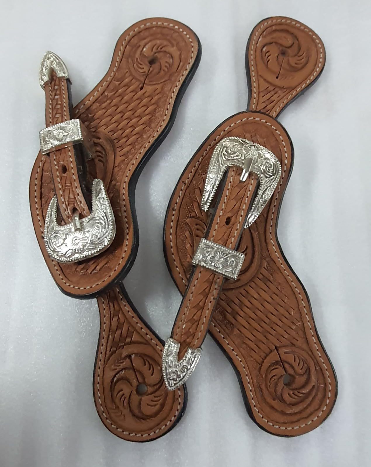 Sporenriemen aus Leder für Reiter, Westernstiefel, Set mit 2 Stück, Einzelzahnstiefel, Ausrüstung für Damen und Herren, Braun