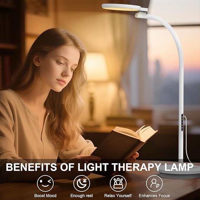 Sozapooty Light Therapy Lamp, LED 10000 Lux Floor Happy Therapy Light, UV-Free Sun Lamp with 5 Brightness & 5 Color Temperatures, 3 Heights for Apartment/Office/Home photo 3