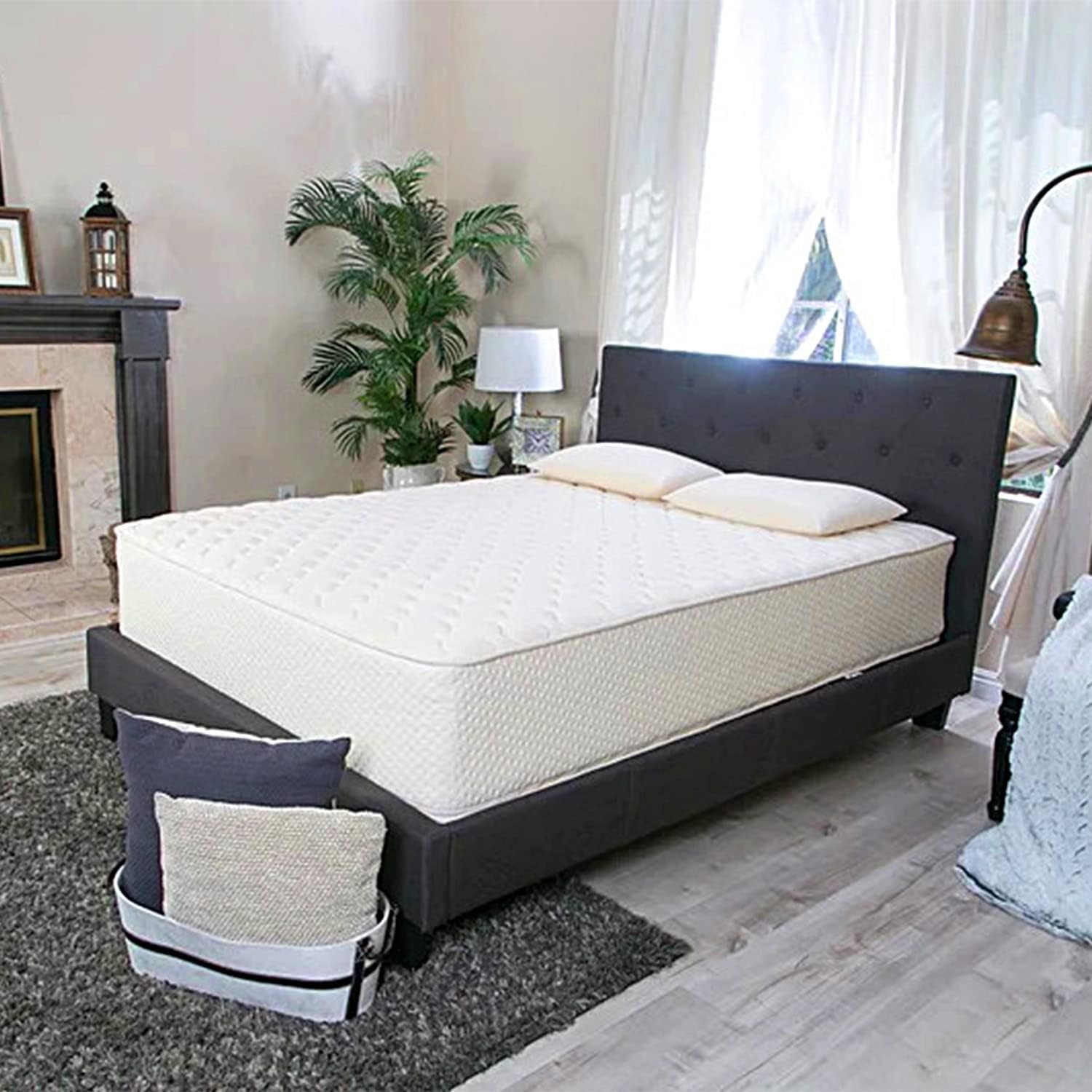 Latex for Less LFL2S0905 9 inch Queen Natural Latex Mattress | 2 Sided Mattress w/Organic Cotton & Pure Natural Wool, White