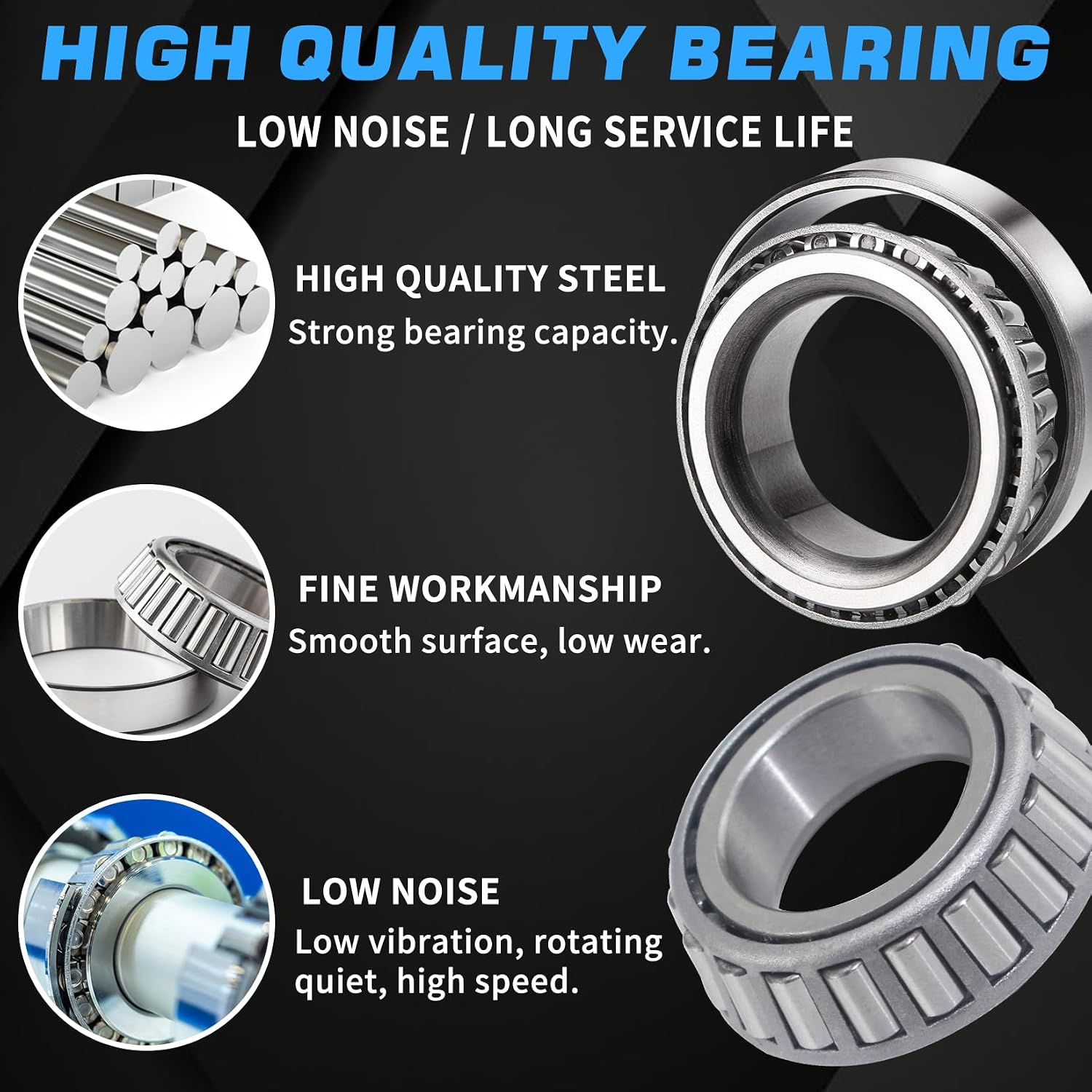 2Sets L44643 / L44610 Trailer Hub Bearings Kit for 1'' Straight Axle, Trailer Spindle Bearing Kits with 12192TB Grease Seals, 1.98'' Dust Caps & Cotter Pin for 2000-2200 lbs Trailer Spindles