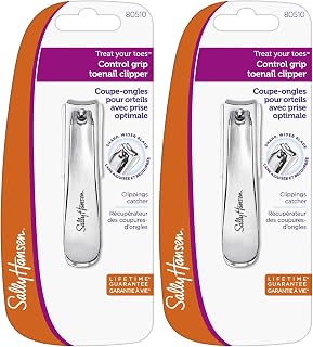 Beauty Tools, Treat Your Toes, Control Grab Toenail Clip W/Catcher, Nail Clippers, Toe Nail Clippers, Professional Nail Clippers, Wide Blade, Stainless Steel (Pack of 2)