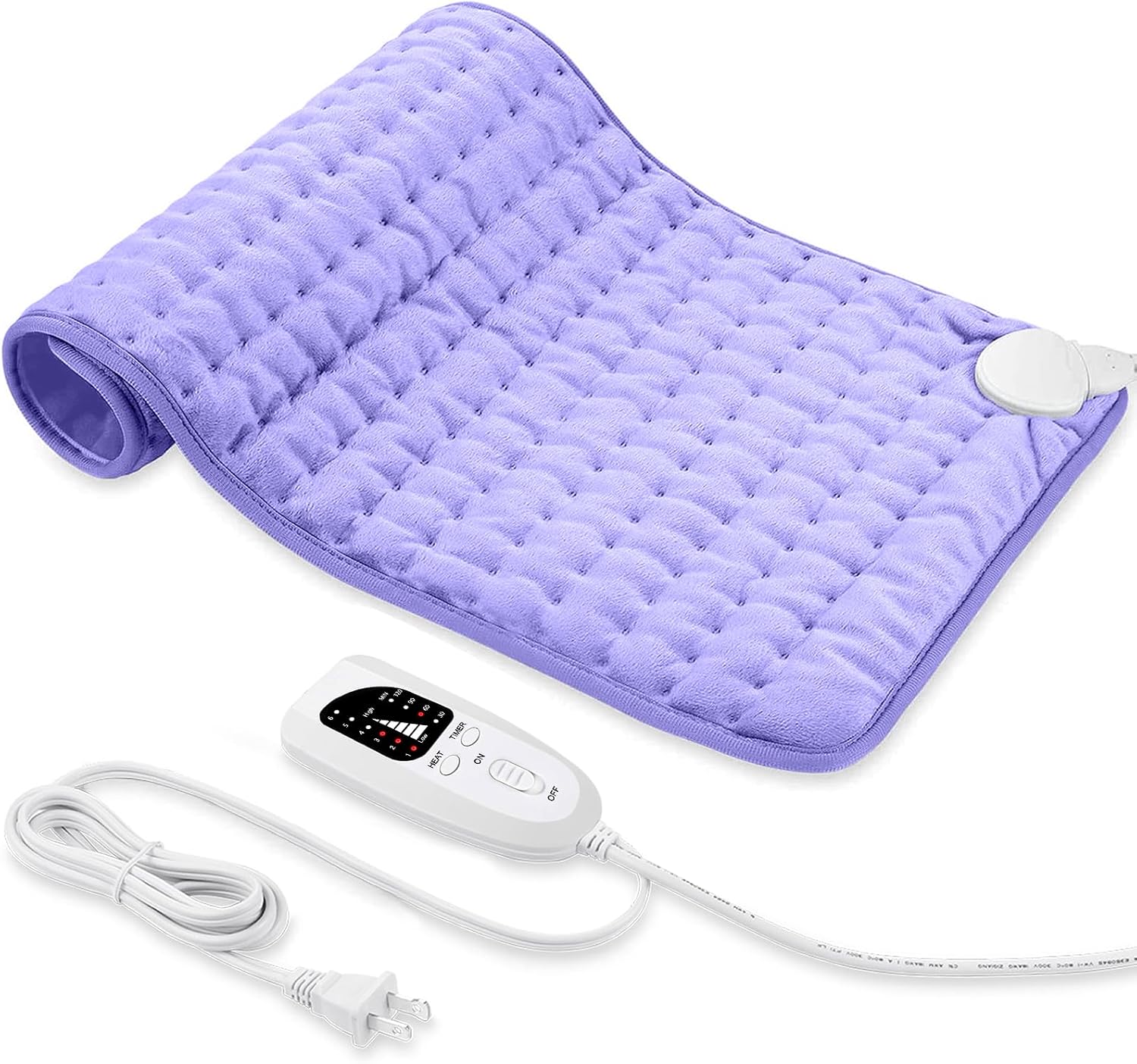Electric Heating pad with 6 Heat Settings, Auto Shut Off, Dry Electric Heating for Back Neck Knee Arms Legs Shoulder Heat Pads for Christmas Birthday Father’s Day Mother’s Day (24″X12″, Light Purple)