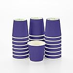 Restaurantware-4 Ounce Paper Coffee Cups, 25 Ripple Wall Disposable Paper Cups - Leakproof, Recyclable, Royal Purple Paper Hot Cups, Insulated, Matching Lids Sold Separately