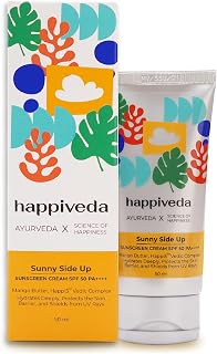 Happiveda Sunscreen, Sunny Side Up Sunscreen Cream SPF 50 PA++++, Moisturises and Hydrates, Protects Skin Barrier, Defends... Price In India