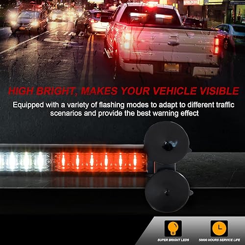 Miniatura 9 de LUMENIX Barra de luces estroboscópicas de emergencia LED ámbar de 2 x 12 pulgadas para ventana delanteratrasera, advertencia de peligro de