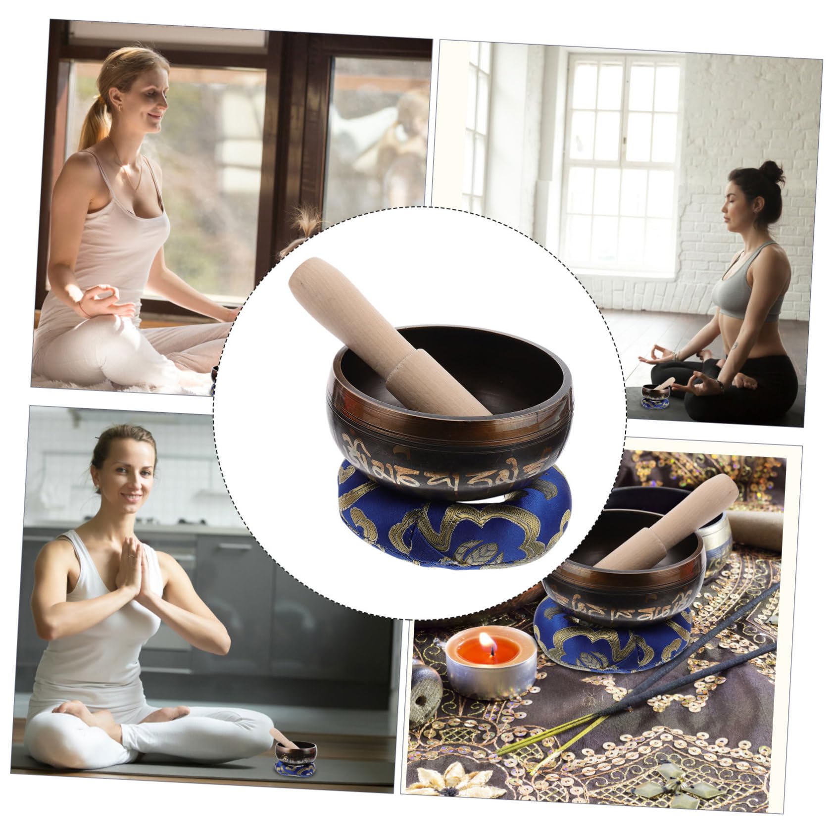 Bol Tibétain Chantant 1 Set en Cuivre avec Maillet, Coussin et Boîte