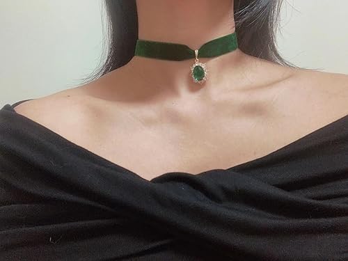 Miniatura 6 de MOMOCAT Gargantilla de terciopelo de imitación de zafiro chapado en oro de 14 quilates para mujer, gargantillas gruesas, gargantilla de piedra