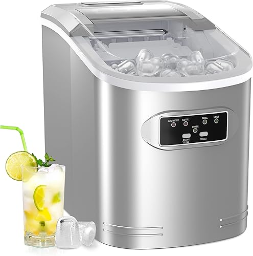 Silonn Máquina para hacer hielo, 26 libras en 24 horas, 9 cubos listos en 6 minutos, máquina de hielo autolimpiable, máquina de hielo portátil