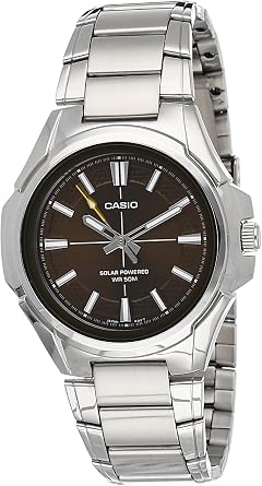 Casio Mens Watch - MTP-RS100D-1AVDF Black Dial, Silver/Brown, Classic