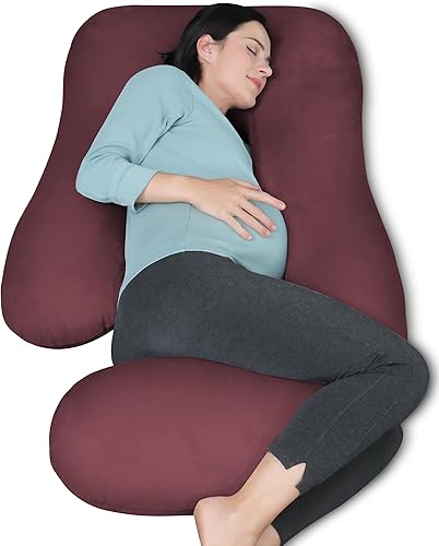 Miniatura 25 de MOON PARK- Almohadas de embarazo y maternidad de cuerpo completo para dormir, en forma de U y con funda refrescante extraíble; soporte para espalda,