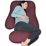 MOON PARK Pregnancy Pillows for Sleeping - U Shaped Full Body Maternity Pillow with Removable Cover - Support for Back, Legs, Belly, HIPS - 57 Inch Pregnancy Pillow for Women - Burgundy