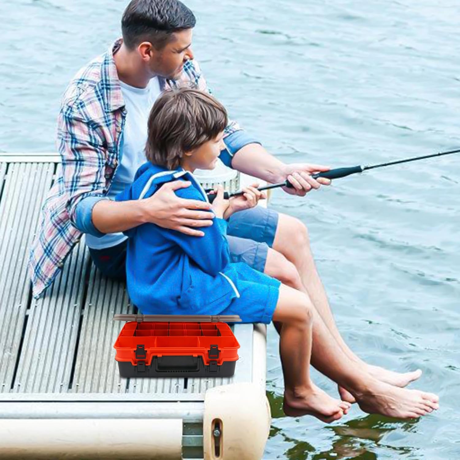 釣り用タックルオーガナイザー,二層式ベイト収納ケース フィッシングタックルボックス | 淡水 河川 湖岸 海水用 仕切りコンテナ 餌