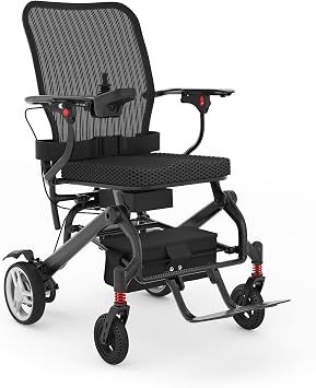 30lbs Carbon Fiber Electric Wheelchair for Adults, 15 Miles Ultra Lightweight Foldable Motorized Wheelchair,Intelligent Travel Power Wheelchair, Portable Airline Approved,Black