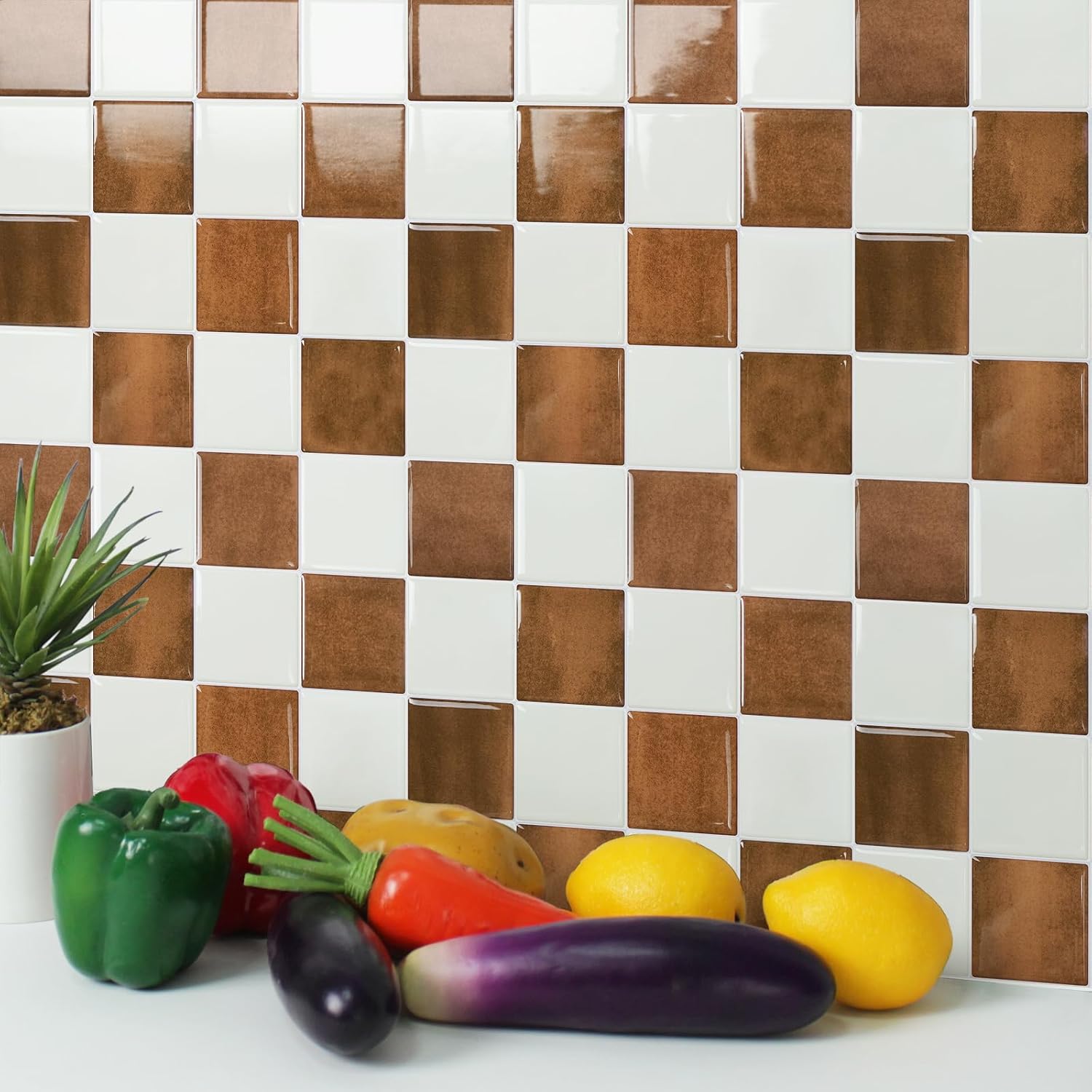 STICKGOO 10 Sheets Peel and Stick Backsplash - 9" x 9" 3D Adhesive Peel and Stick Tile Backsplash for Kitchen&Bathroom