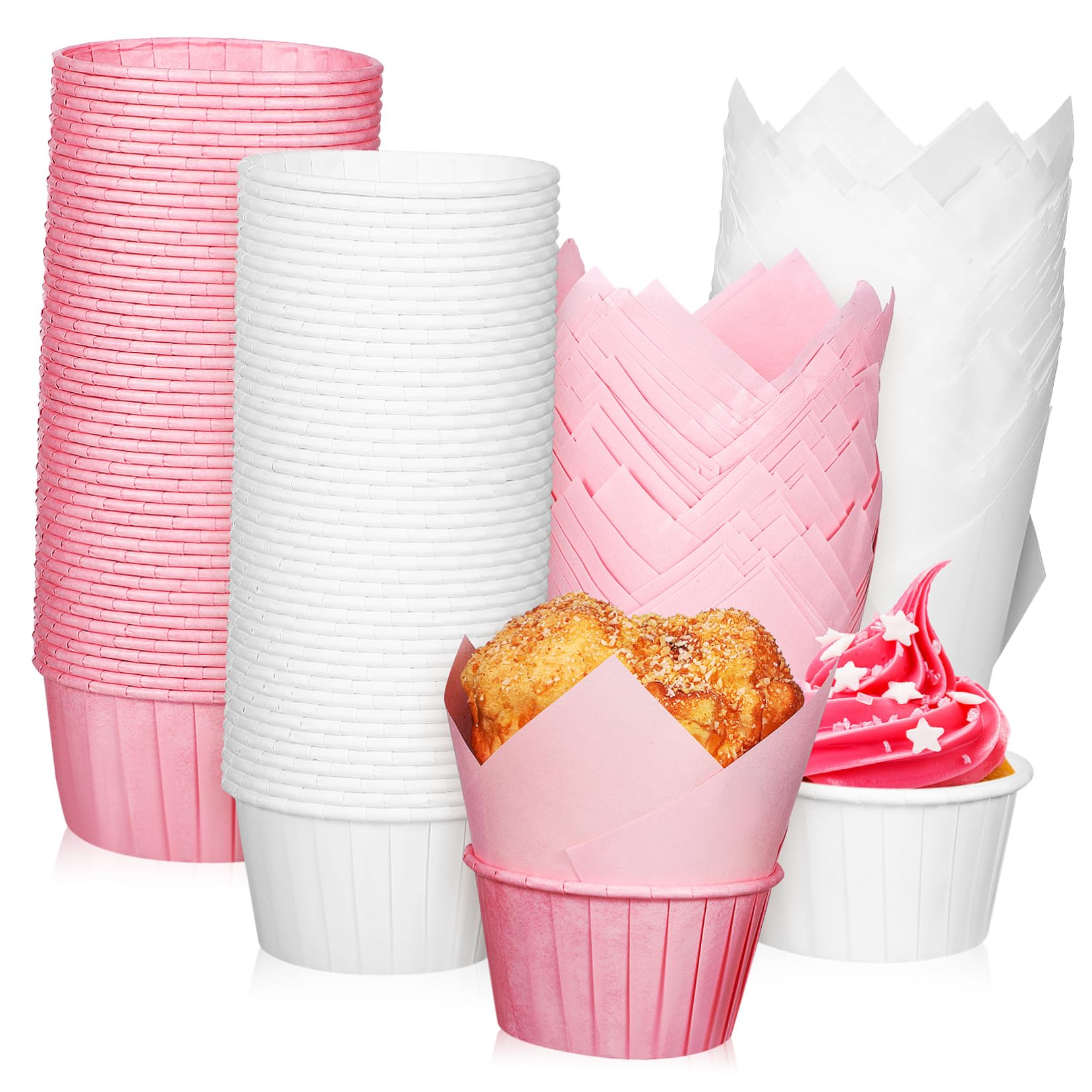 Didiseaon 200 Stück Papierförmchen für Cupcakes aus Hitzebeständigem Backpapier mit Glatter Oberfläche Vielseitig für Geburtstag und Party Geeignet