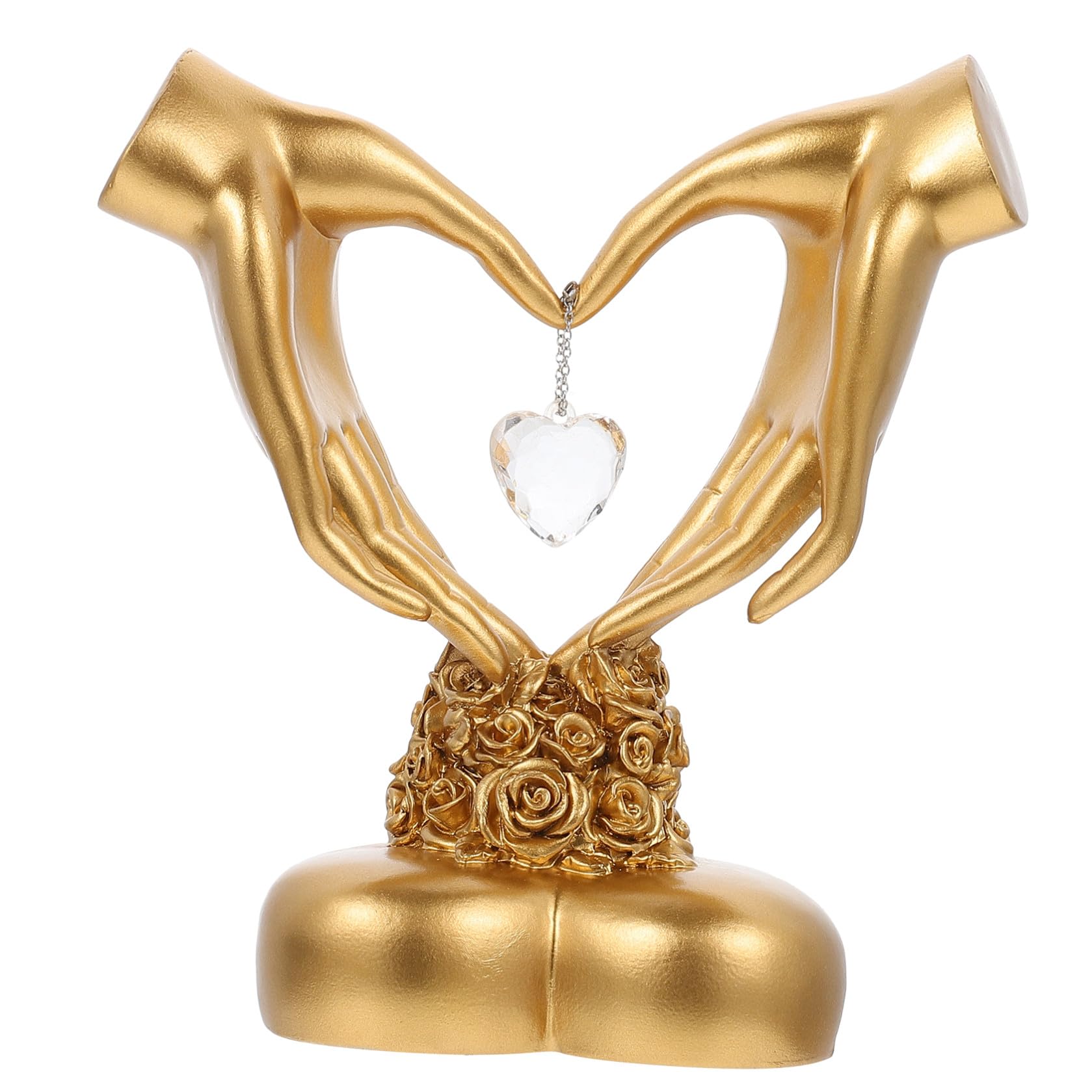 Amosfun Herzfigur aus Kunstharz Hochzeit Deko mit Rutschfesten Pads Leichtes Jubiläumsgeschenk für Valentinstag und Wohnraum