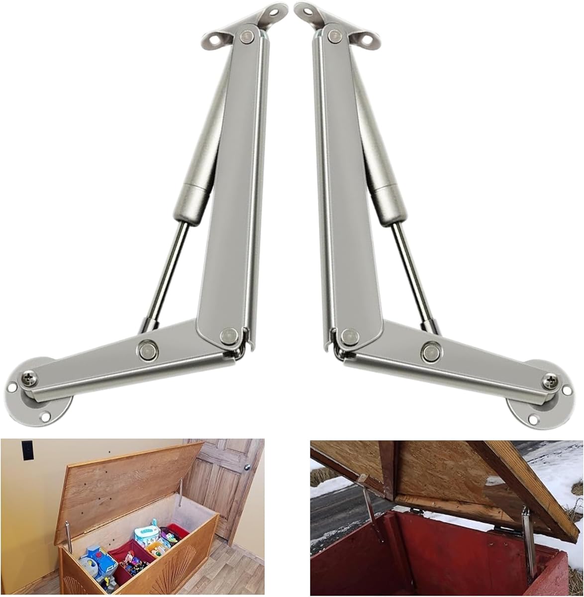 Bisagra de soporte de tapa de cierre suave resistente 250N, bisagras de pecho Bisagras de tapa pesada para caja de madera, baúl, caja de juguetes grande, bisagras de cierre suave, soporte de descenso lento, 80 libras/2 piezas (Hingex)