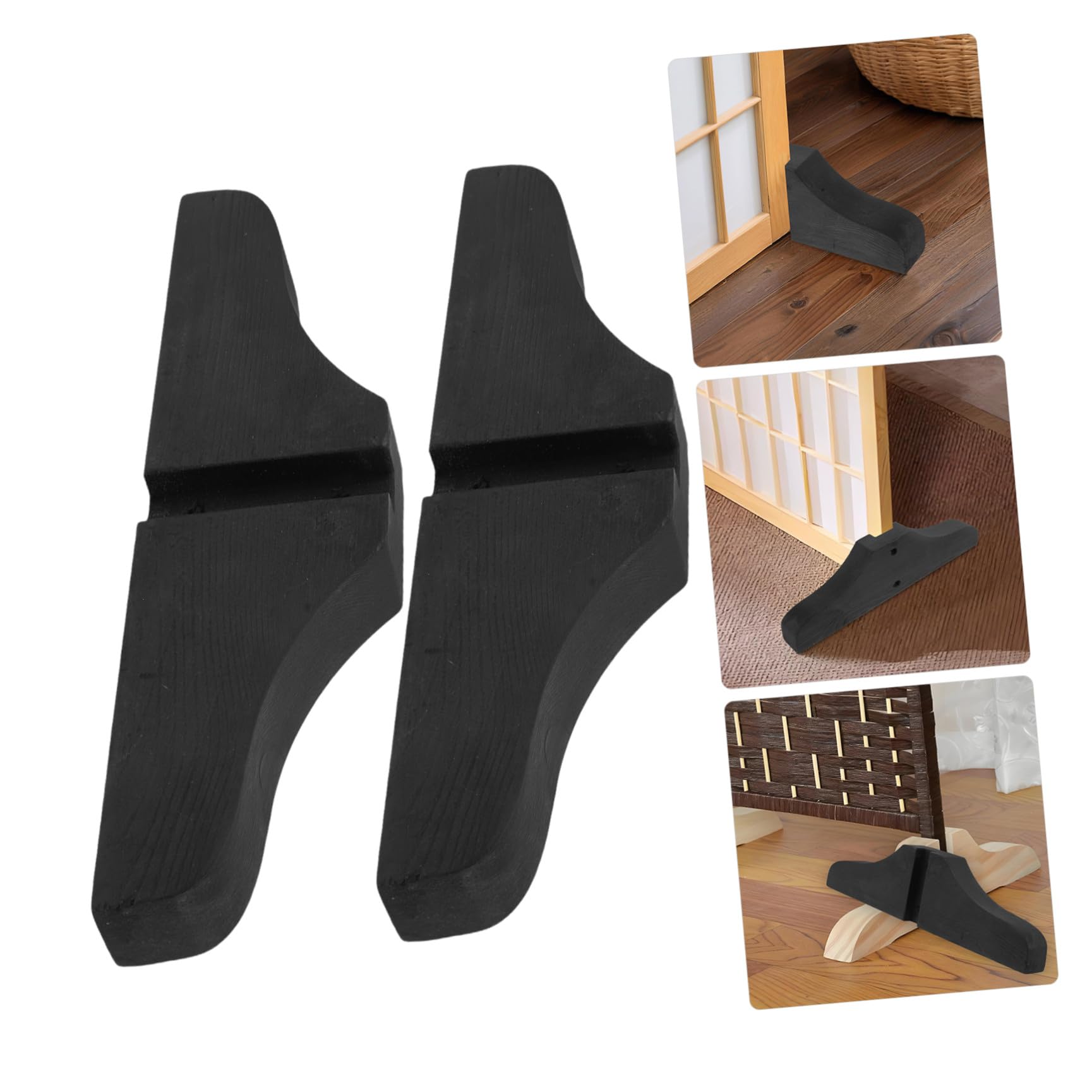 4 Pezzi Supporto per Divisorio Portatile in Legno, Base Nera 8, 5x3