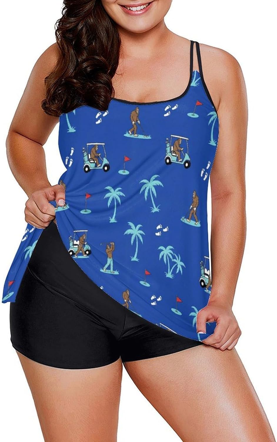 Two Piece Tankini Swimsuits for Women Tummy Control Plus Size Bathing Suits Corn Flowy Swim Tops with Boyshorts 5XL
