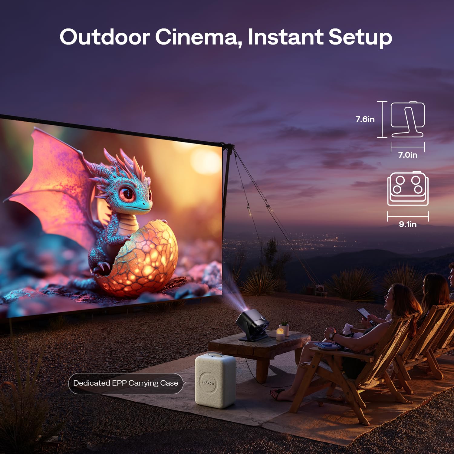Aurzen BOOM mini Google TV 4K Supported Smart Projector with WiFi and Bluetooth, Outdoor & Home Movie Projector with 20W Speakers DoIby Audio, Real-Time Focus & Keystone, 500 ANSI Lumens, Black