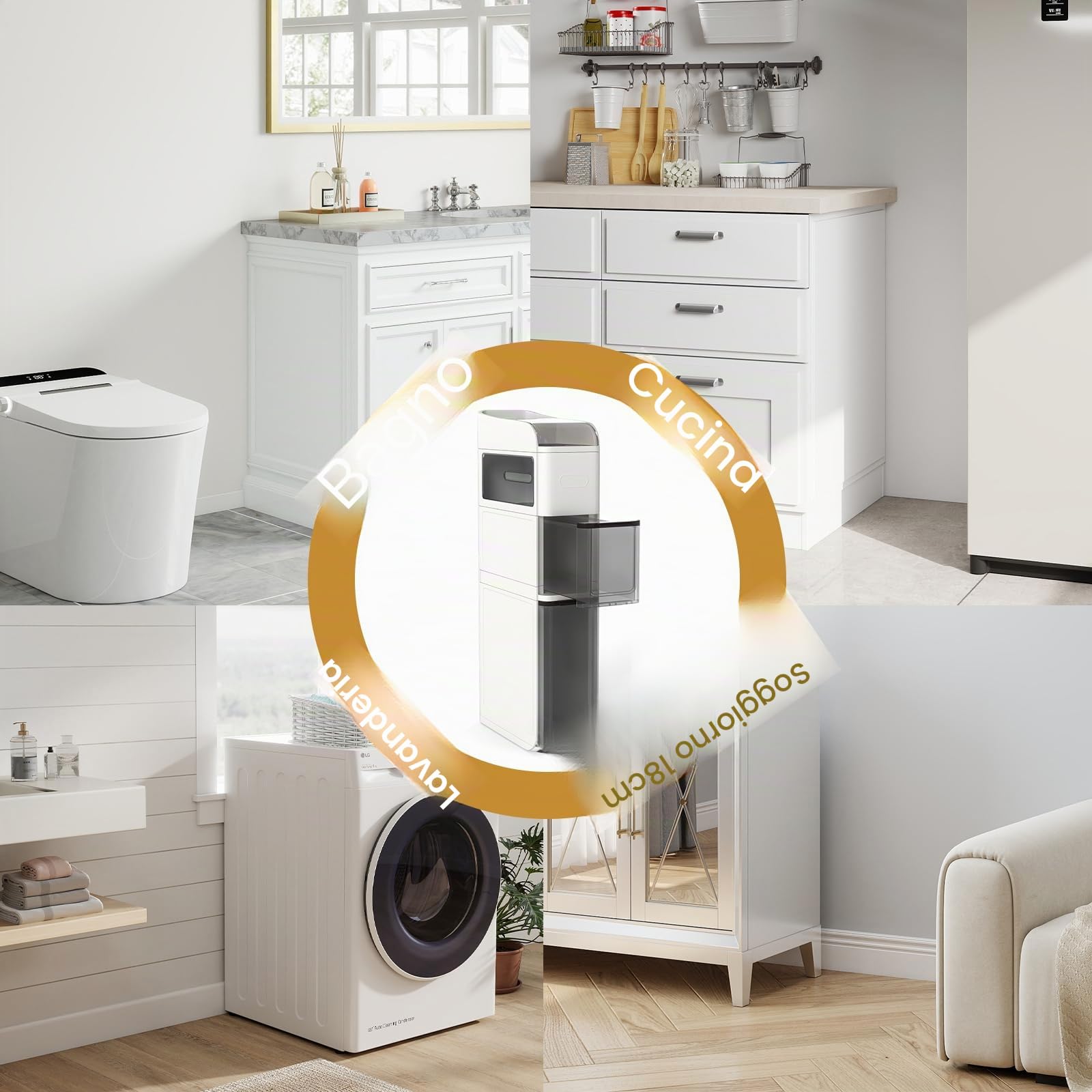 LIFEZEAL Carrellino Bagno Salvaspazio, Stretto, 18x43x88cm, Armadietto, Mobiletto Bagno con Ruote, con 2 Cassetti, Porta Carta Igienica, Piano Portaoggetti, Moderno, Cassettiera in Plastica (bianco)