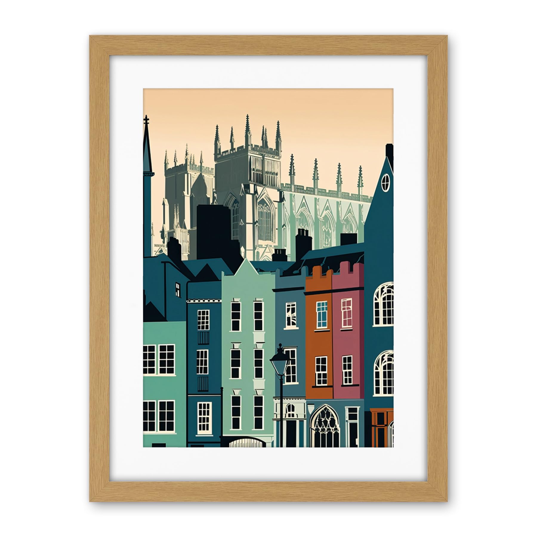 Artery8 York Minster and Shambles Street Cityscape Artwork Framed Wall Art Print 18X24 Inch