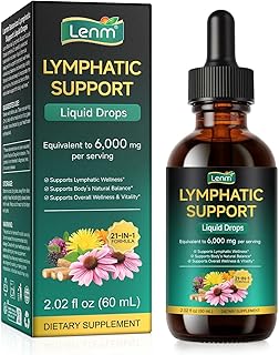 Lymphadrainage Tropfen 60ml, 21-in-1 6000mg Kräutermischung Lymphsystem Ergänzung Unterstützung Lymph Reinigen Detox, Gesunde Energieniveaus und Immun-Gleichgewicht, Flüssige Tropfenform