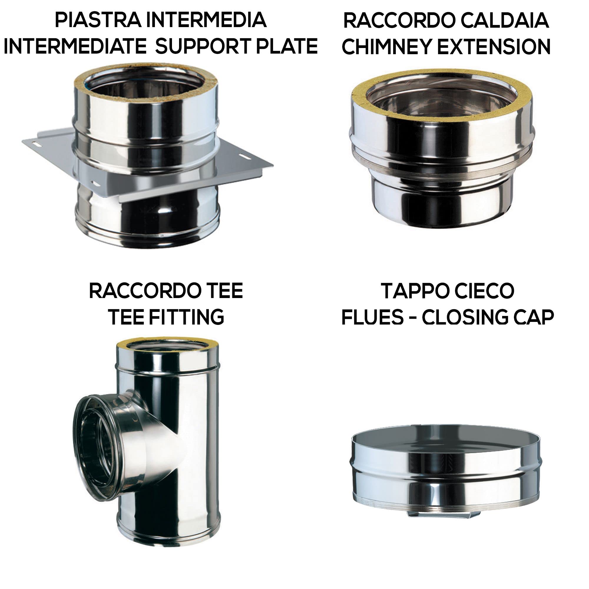 Kit Fumi Diametro 150 con Doppia Parete in Acciaio Inox DW25, Altezza 7,1m, Kit Stufa a Pellet, Canna Fumaria Coibentata Doppia Parete con Lana Di Roccia 150 | Brico Kit