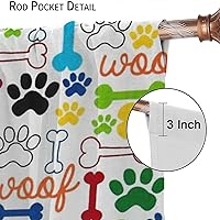 Vista 81 de Cortinas opacas con estampado de patas de perro, estampado de patas de perro y huesos, tratamiento de ventana, cortinas con aislamiento térmico