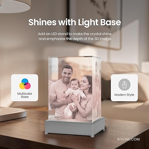 Miniatura 4 de Foto de cristal 3D  Regalos de imagen personalizados  Recuerdo único para aniversario, memorial, boda y día de la madre  Marco de fotos de cristal