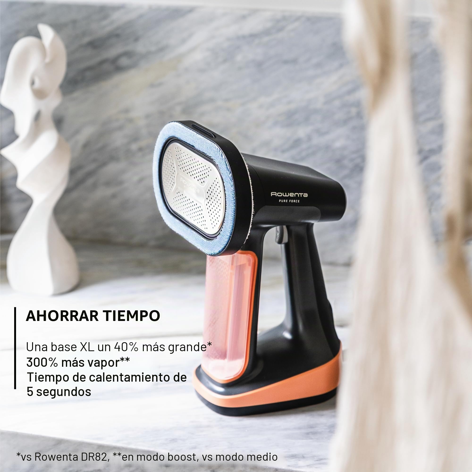 Rowenta, vaporizador de ropa, Pure Force 3 en 1, capacidad de 7 onzas, plancha vertical, planchado horizontal, removedor de pelusas, ligero, apagado automático, DR8855U1