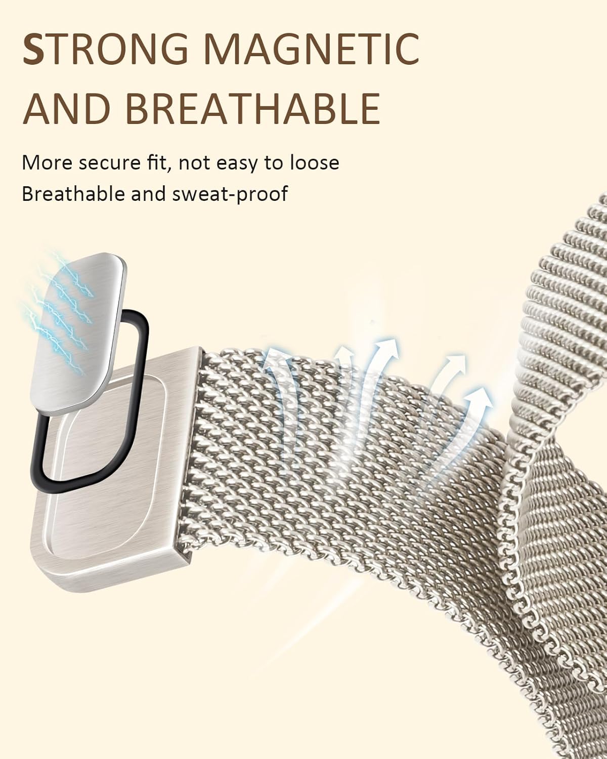 Metal Bracelet for Apple Watch Band 42mm 41mm 40mm 38mm 46mm 45mm 44mm for Women with Bling Case,Magnetic Slim Strap for iWatch Bands Series 11 10 9 8 7 6 5 4 3 SE SE3 Stainless Steel Mesh Loop iPhone - Image 6