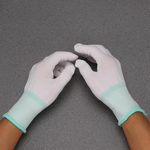 Miniatura 2 de KESYOO 12 pares de guantes resistentes a los cortes, guantes de trabajo de nailon, guantes de trabajo antiestáticos, guantes de seguridad blancos